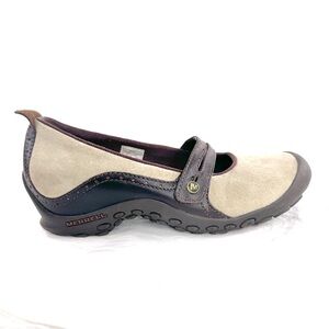 Merrell Plaza Bandeau Women Size 9 Dark Taupe Suede Leather Mary Jane Shoe